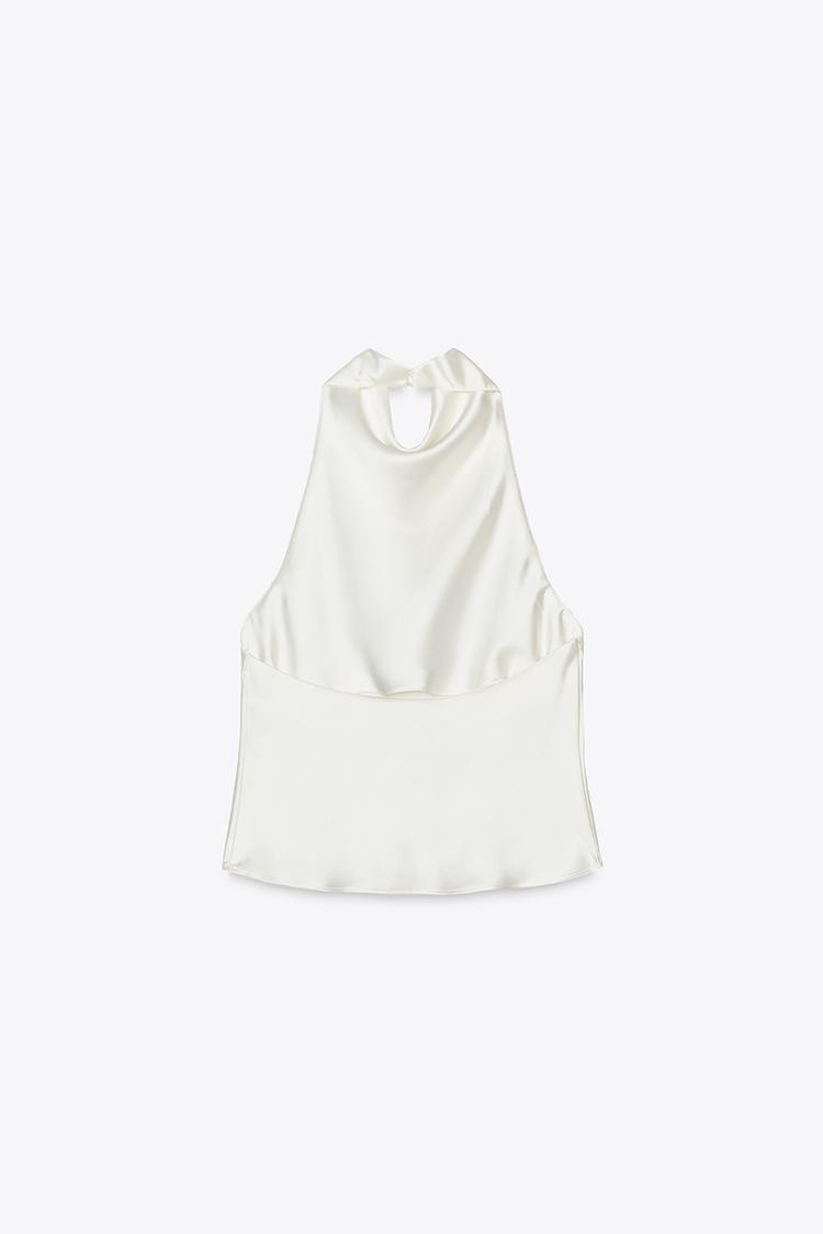 SATIN HALTER TOP