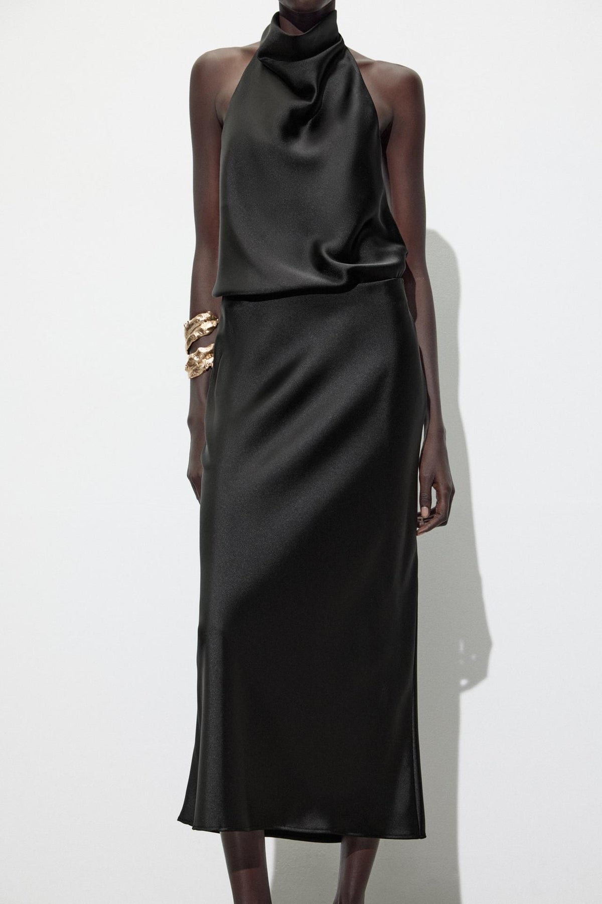 SATIN MIDI SKIRT