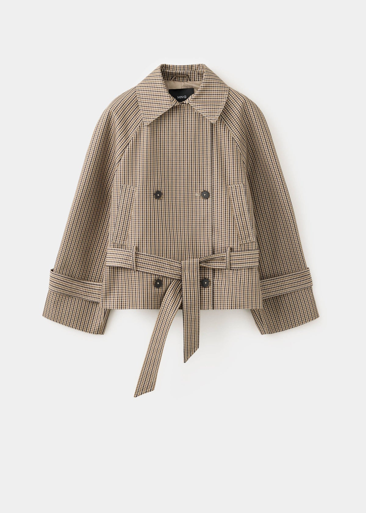 The Harlow Checked Belted Short Trench