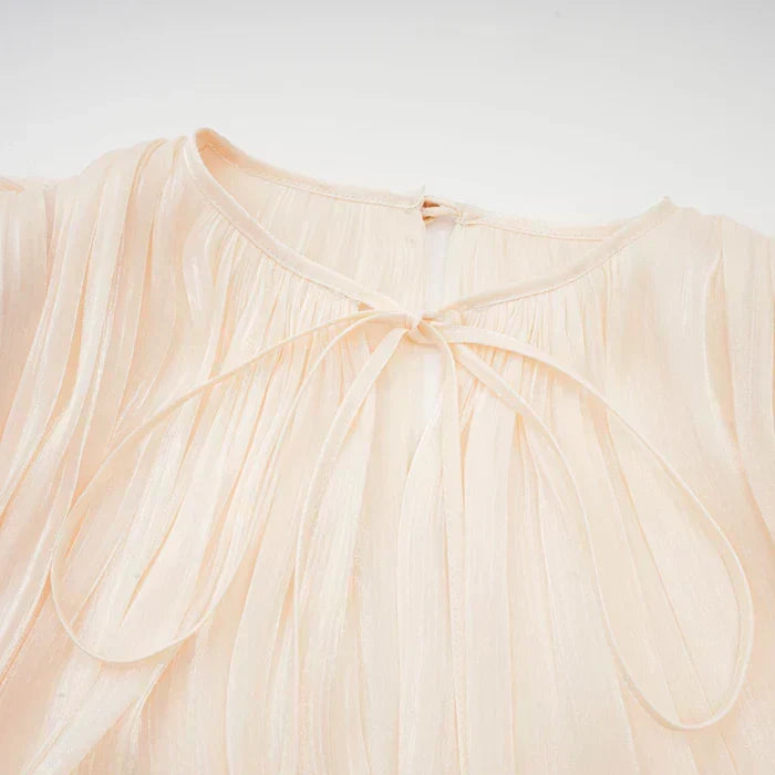 PLEATED RUFFLE MINI DRESS