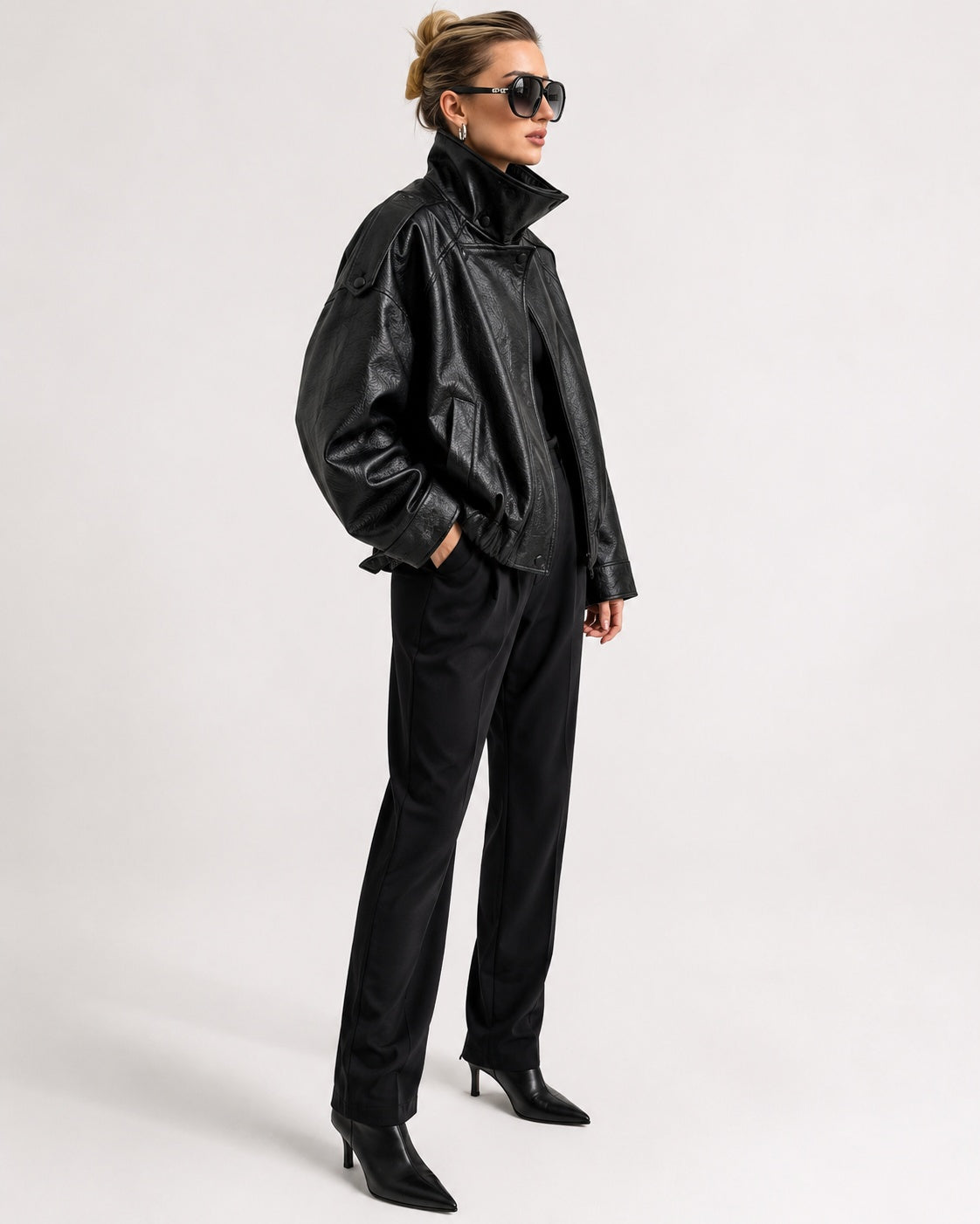 Mirage Toronto Virella Tailored Leather Jacket in Black - View 3