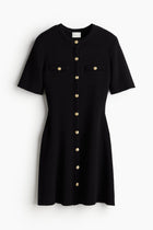 KNIT BUTTON DRESS