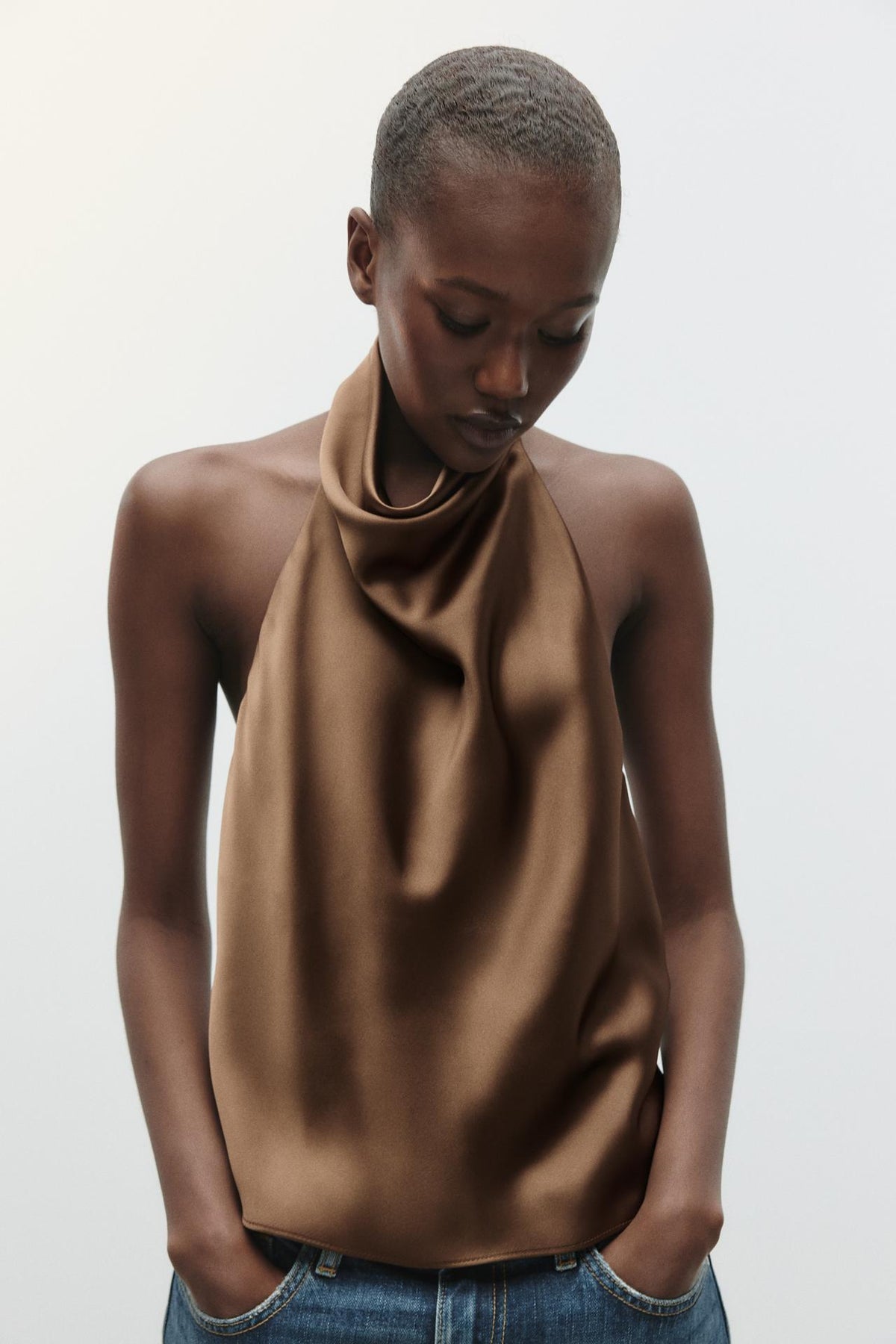 SATIN HALTER TOP