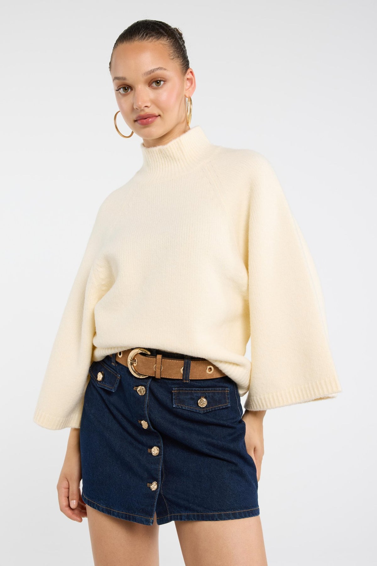 ELENA | RAGLAN BELL-SLEEVE KNIT SWEATER