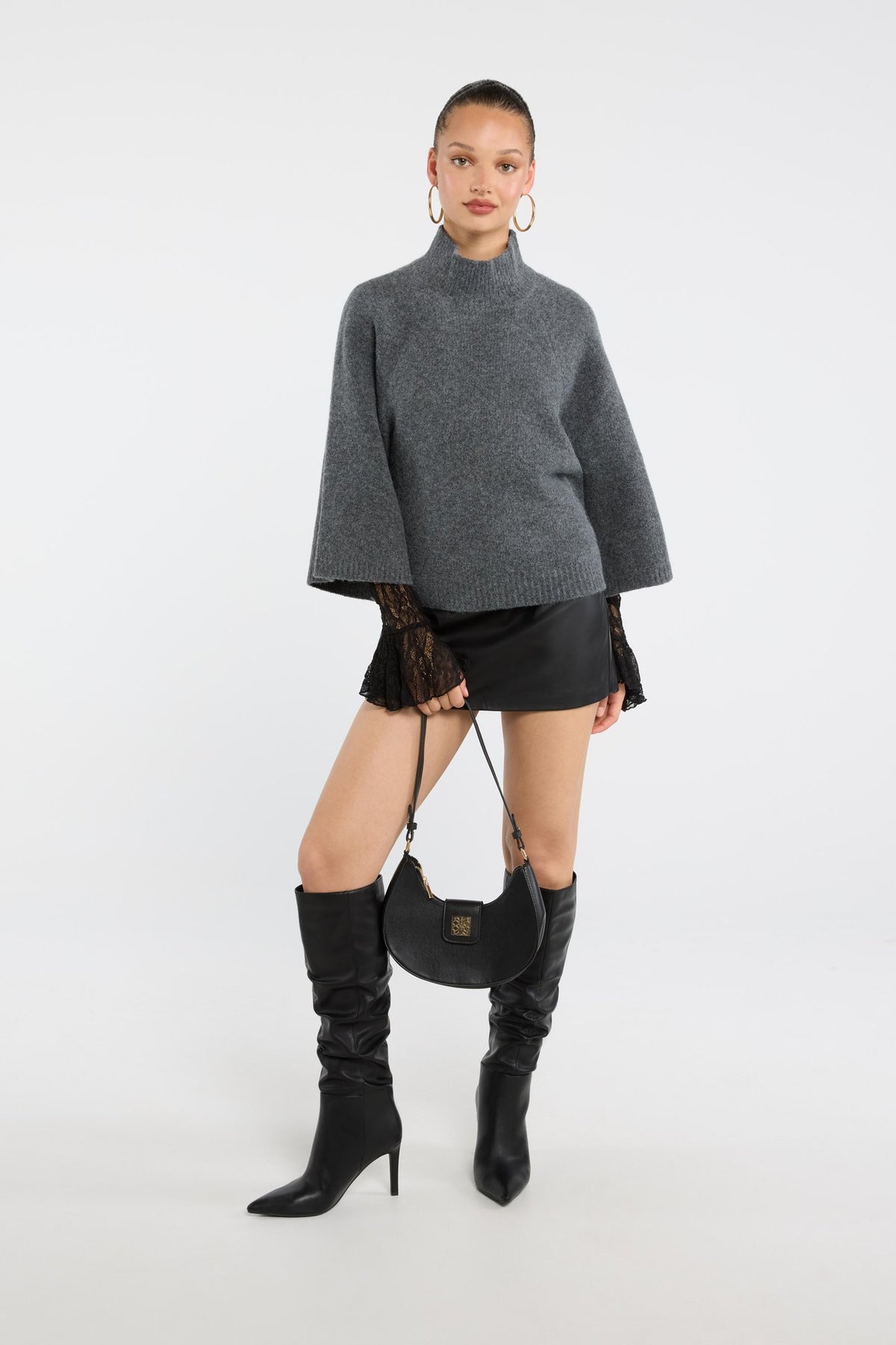 ELENA | RAGLAN BELL-SLEEVE KNIT SWEATER