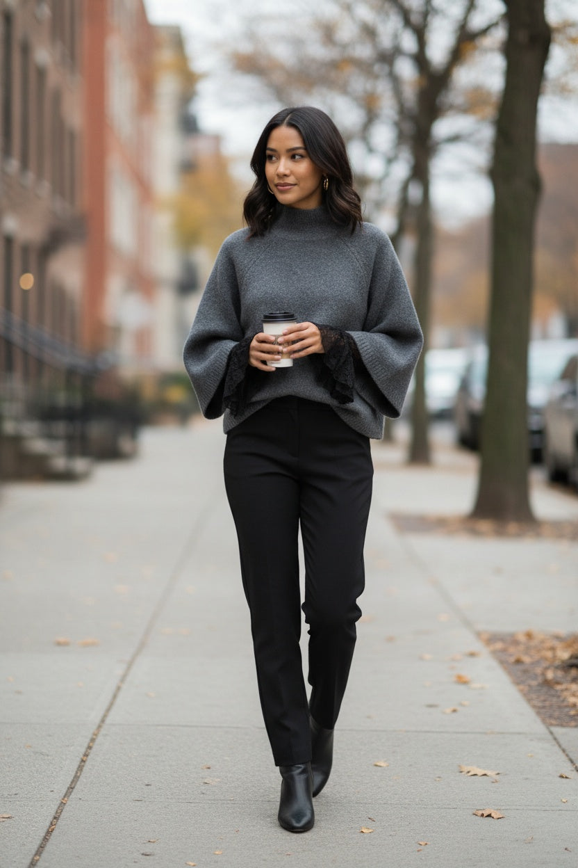 ELENA | RAGLAN BELL-SLEEVE KNIT SWEATER