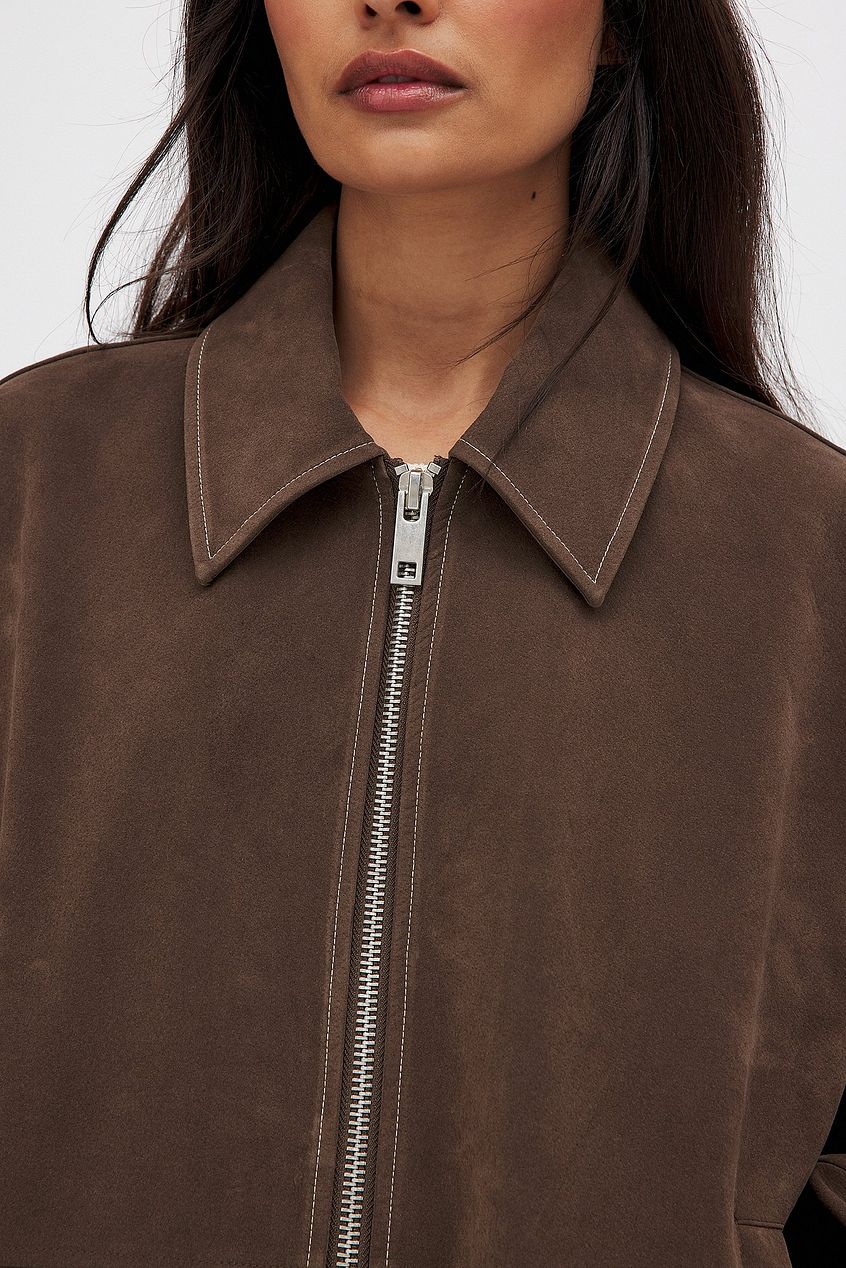 FAUX SUEDE ZIP JACKET