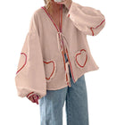 VELMIRA | HEART PLAID RUFFLED BLOUSE