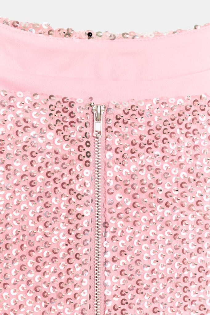 Strapless Pink Sequin Top