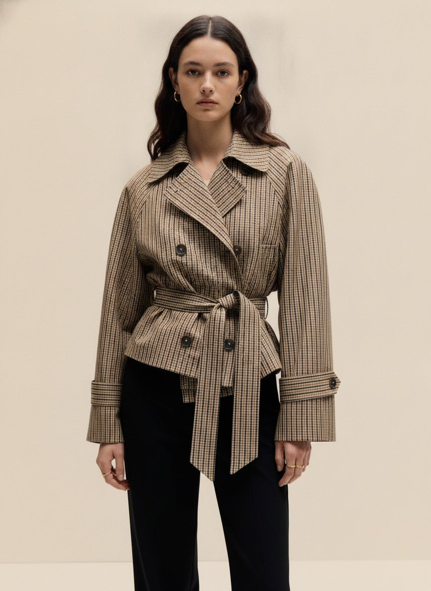 Mirage Toronto The Harlow Checked Belted Short Trench - View 1